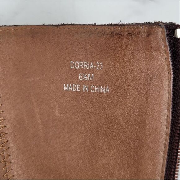 Donald J Pliner Dorria Brown Suede Silver Buckles Mid Calf Block Heel Boots - Picture 3 of 15